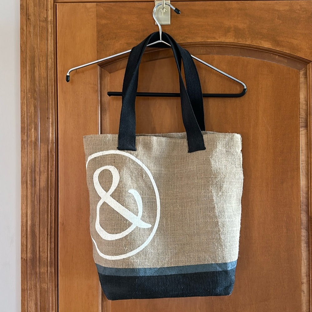 Mary & Martha Burlap Ampersand Lined Tote Bag